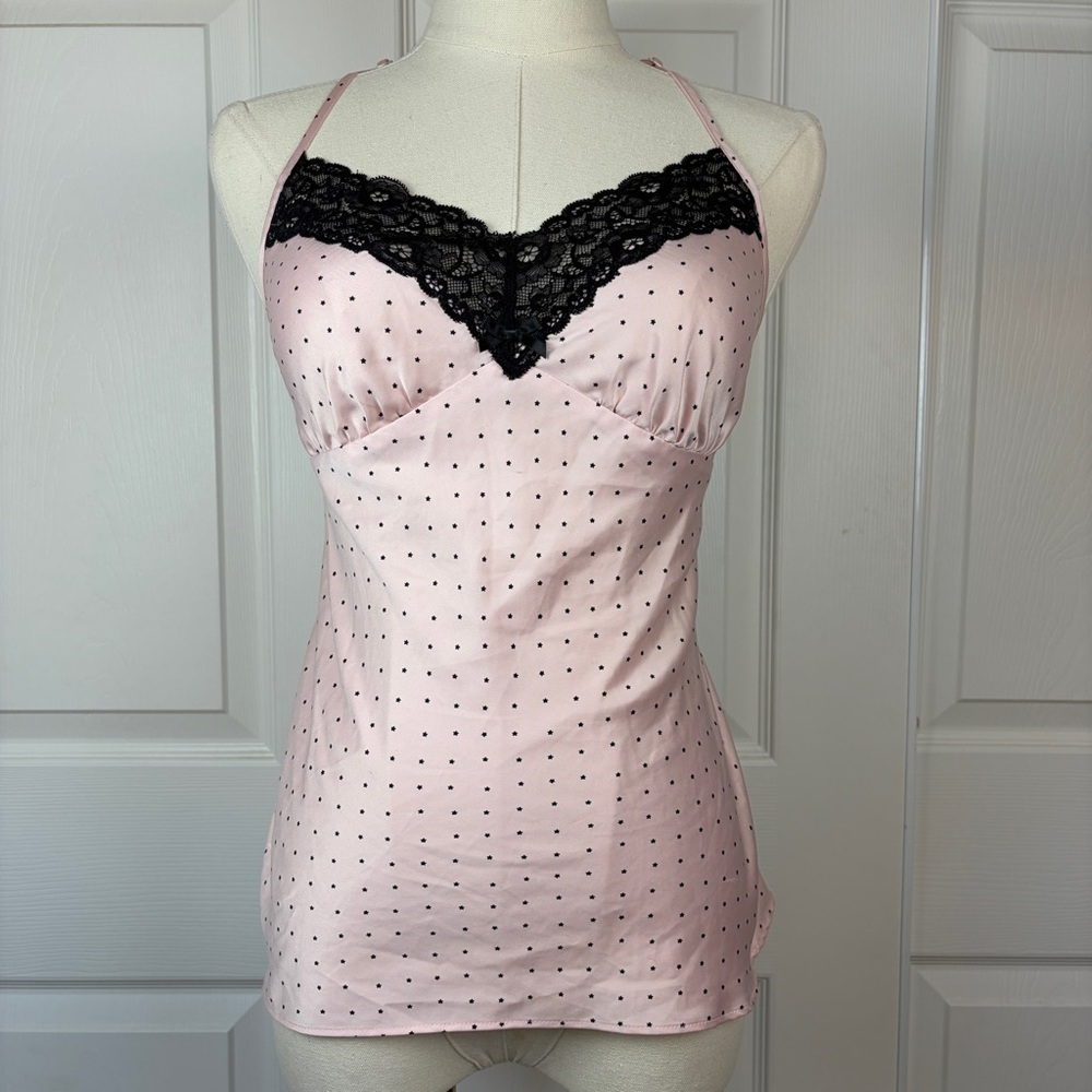 Ambrielle Pink Chemise with Black Lace